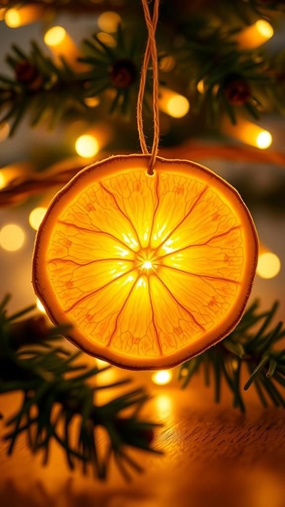 Pressed orange slice ornament with translucent glow