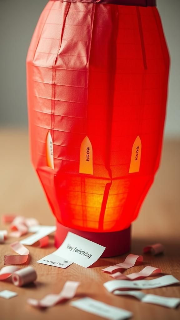 Fortune strip lantern with hidden wishes inside