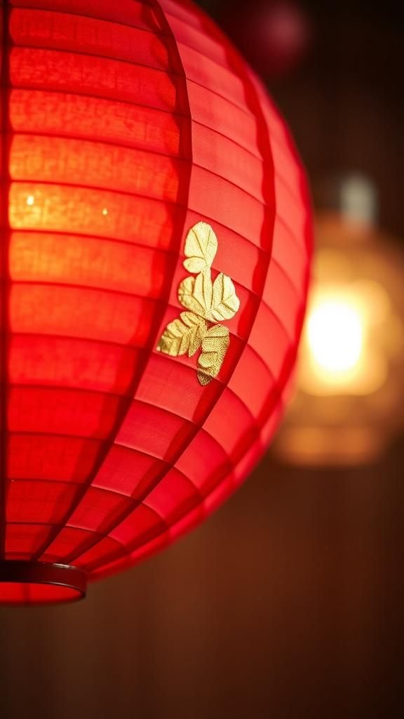 Gold leaf accent lantern with faint metallic shimmer