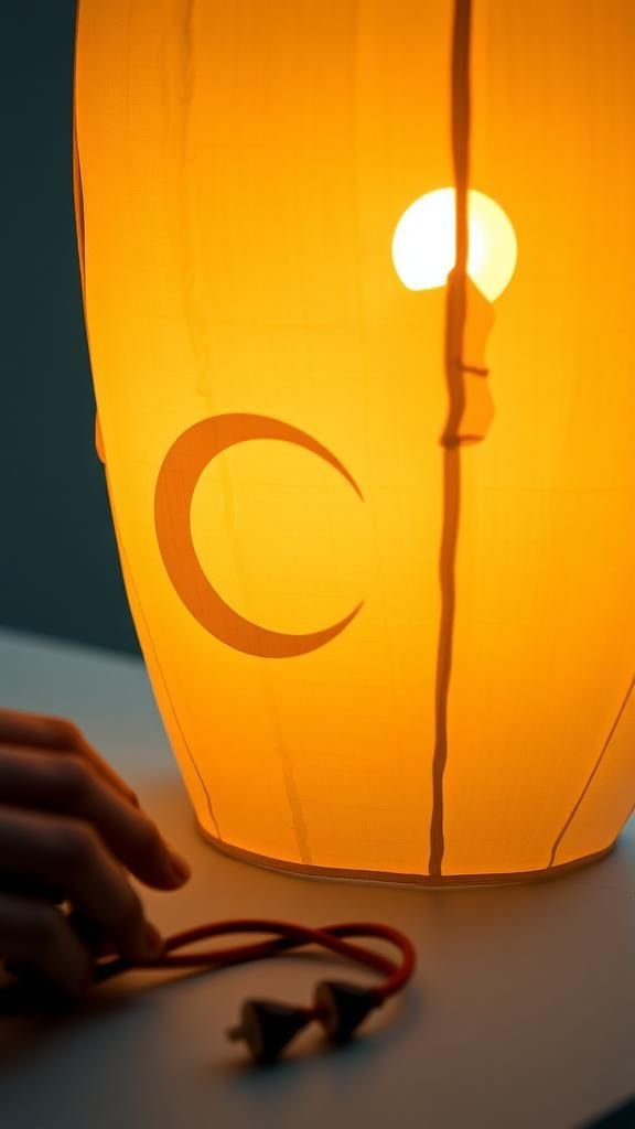 Lunar phases lantern with moon cutout sequence