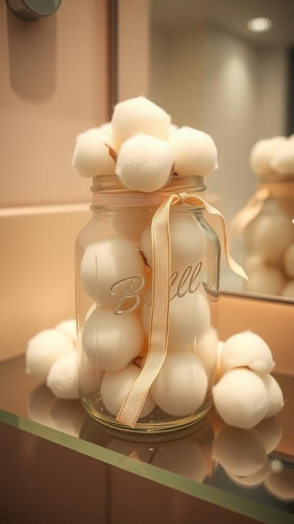 Cotton ball jar with pop-top lid display