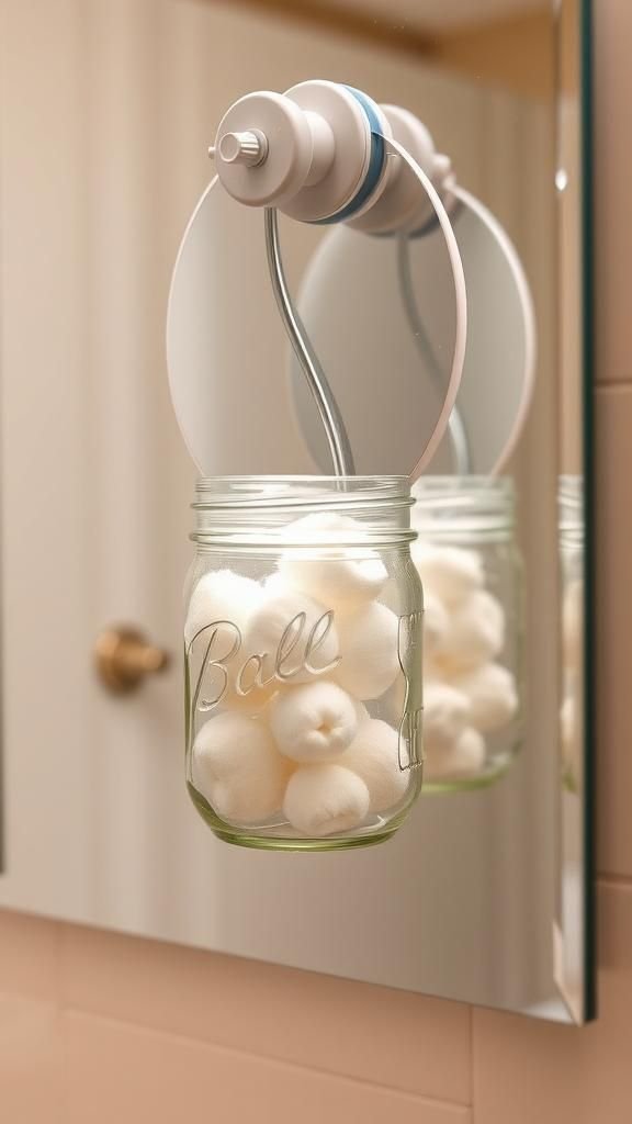 Suction-cup jar on the mirror — clever little holder?