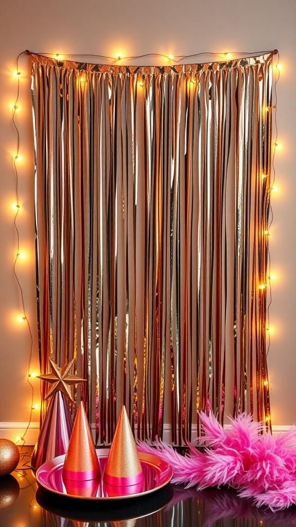 A metallic backdrop that catches every flash