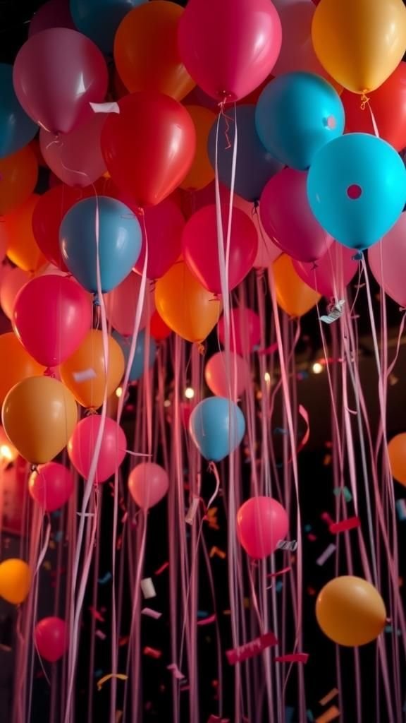 Balloon drop curtain that saves a dramatic moment