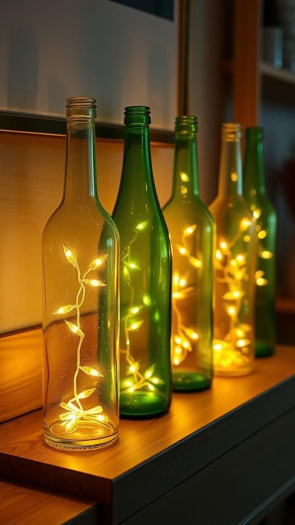 Glow bottle lanterns from recycled glass
