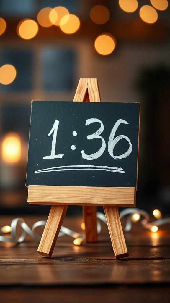 Mini chalkboard countdown on a wooden easel