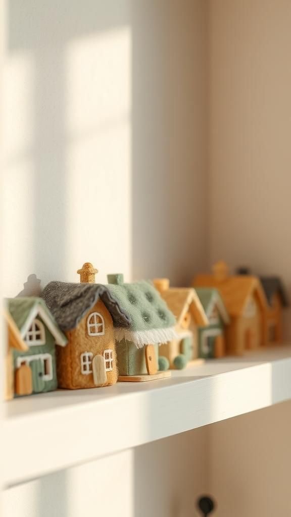 Tiny Felt Houses for Decorative Shelves