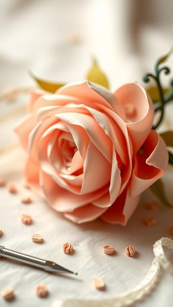 Quilled spiral roses with delicate filament detail