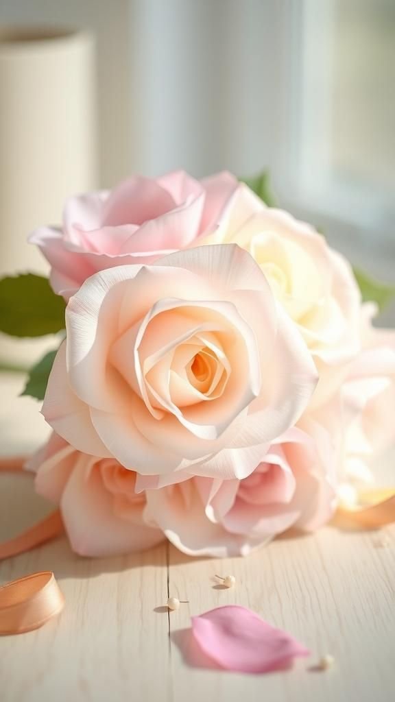 Tissue paper ruffled roses for a soft, airy look