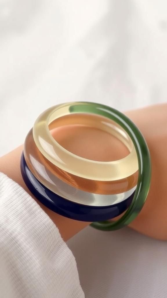 Layered skyline bangles with translucent horizons