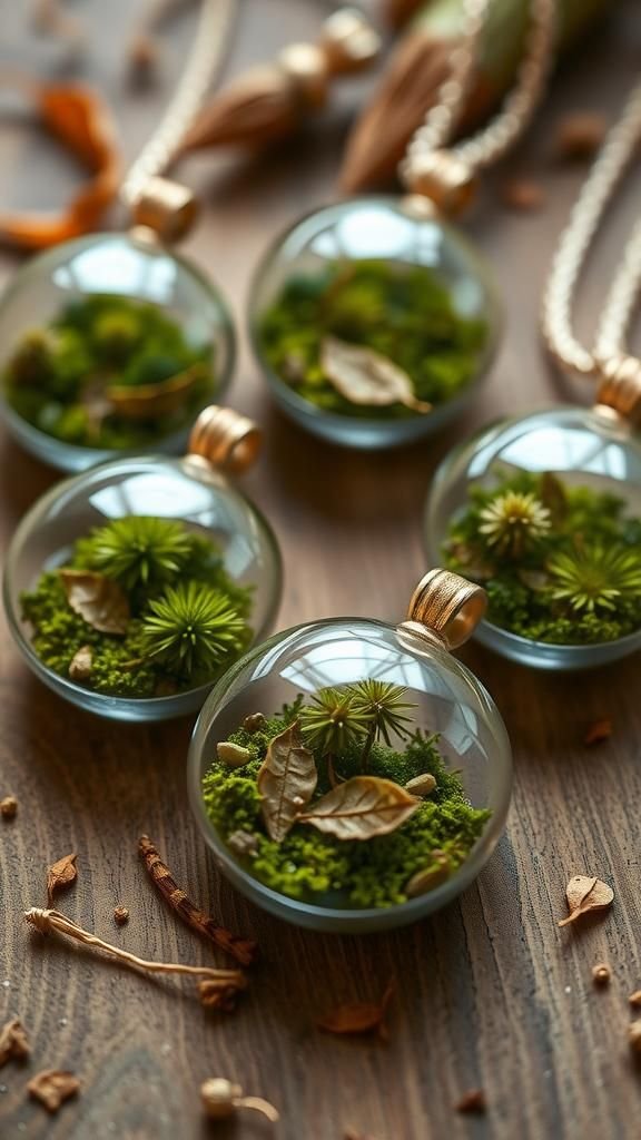 Tiny terrariums: moss and micro foliage in resin