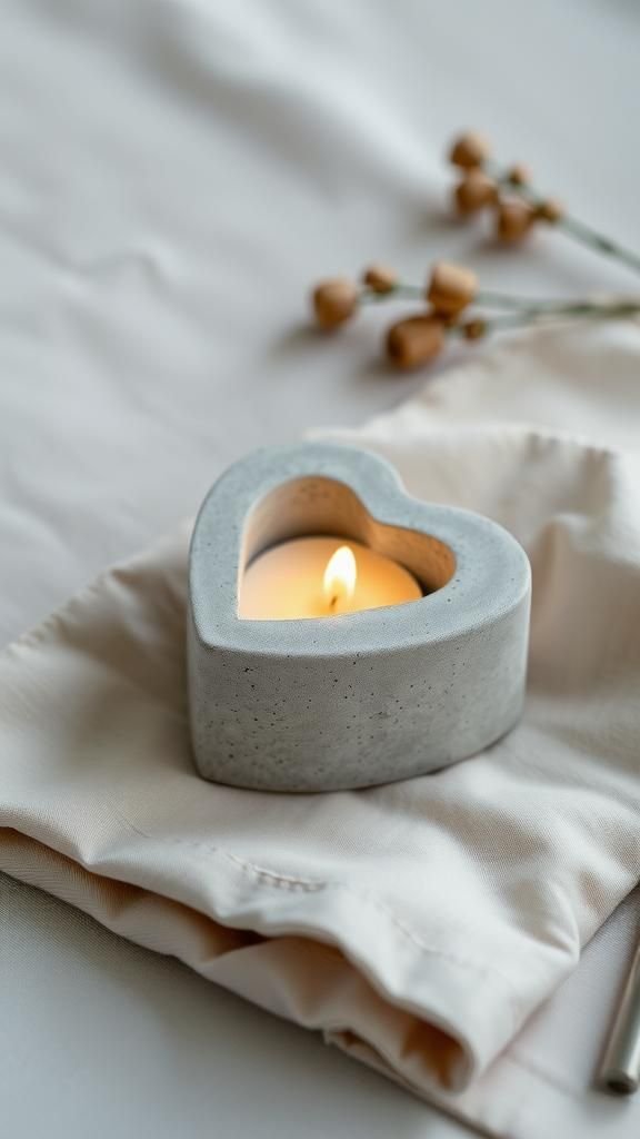 Concrete heart tealight for understated romance