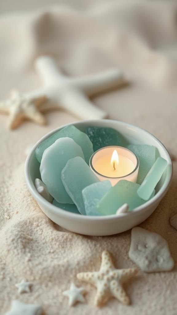 Sea glass cluster with ocean-scented hint