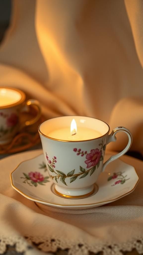 Vintage teacup turned into a romantic holder