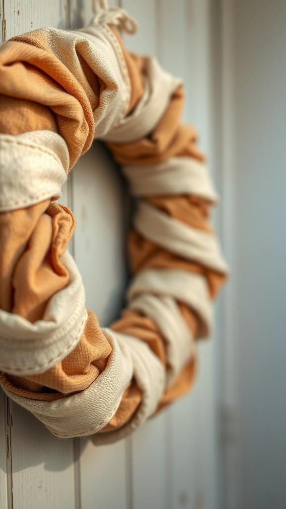 Fabric wreath for seasonal door charm