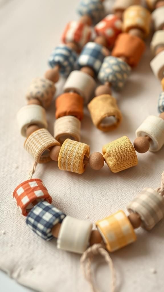 Handmade fabric beads for tactile necklaces