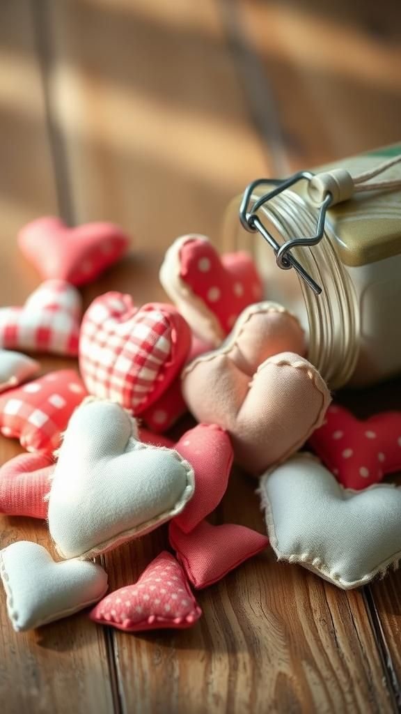 Stuffed fabric hearts for little gestures