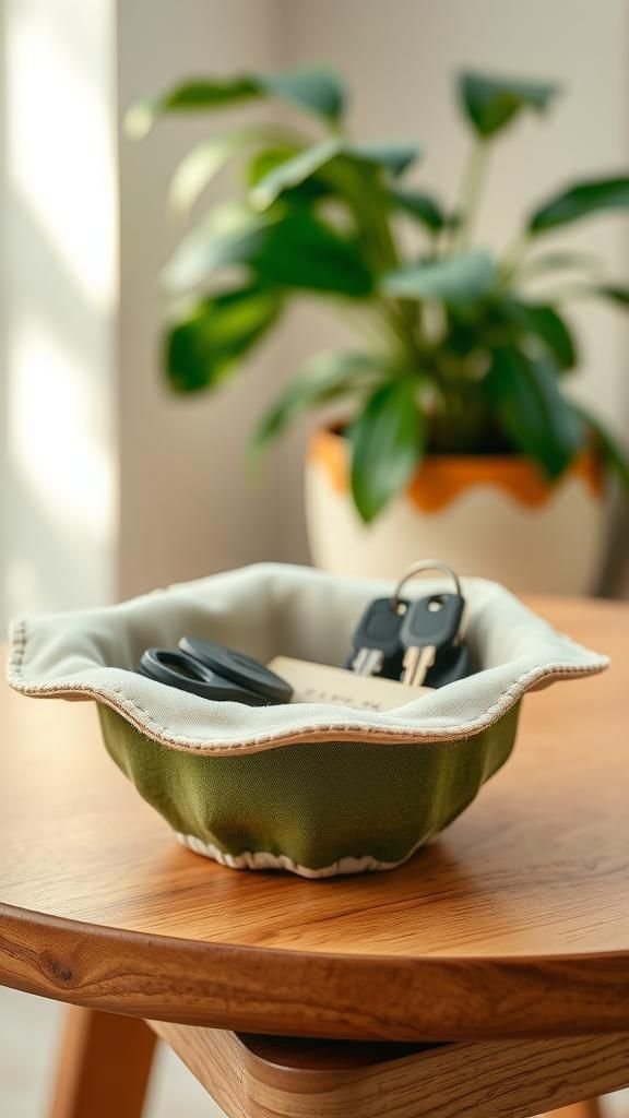 Sturdy fabric bowl for keys and small items