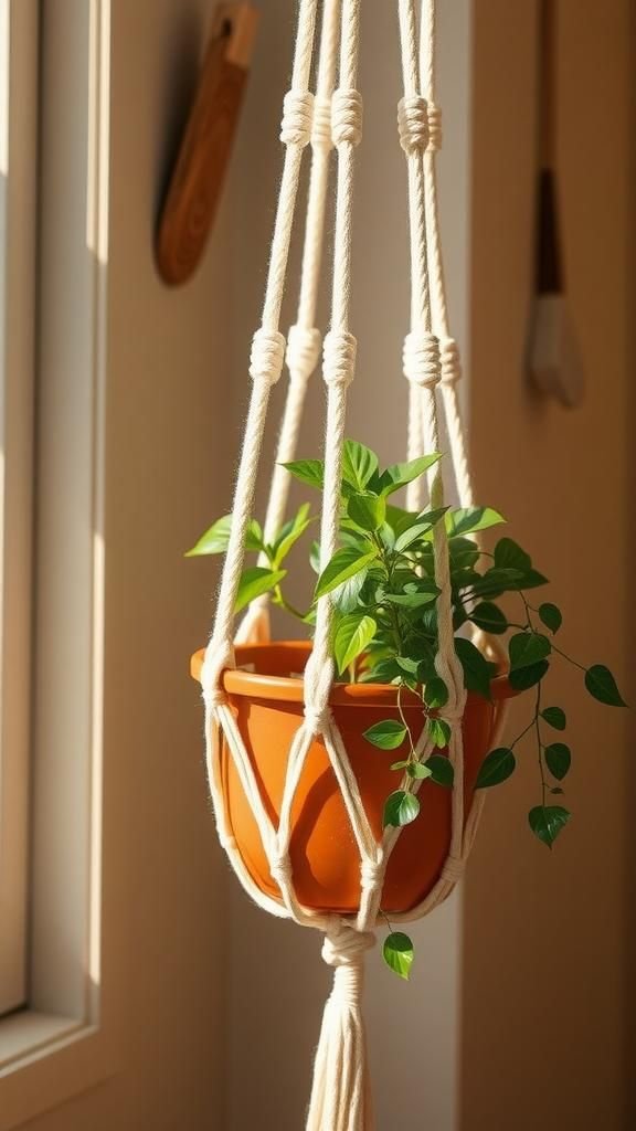 Classic square-knot cradle with soft cotton cords