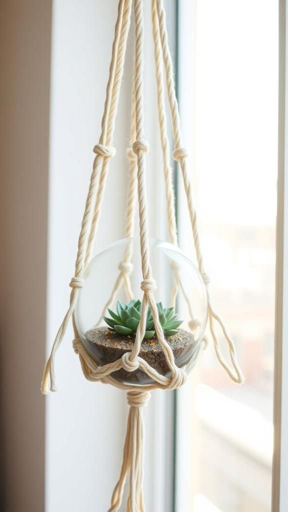 Hanging terrarium cradle for glass globe planters