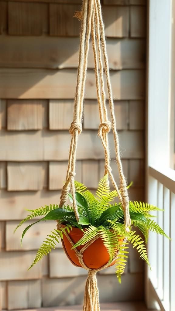 Jute fiber hanger for a rugged outdoor feel