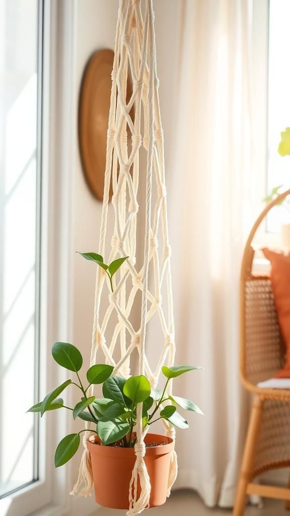Open netted cradle that highlights pot shape
