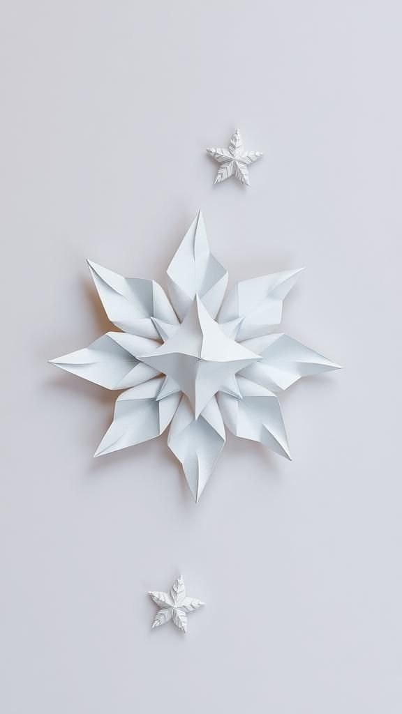 Folded origami snowflake with precise angles