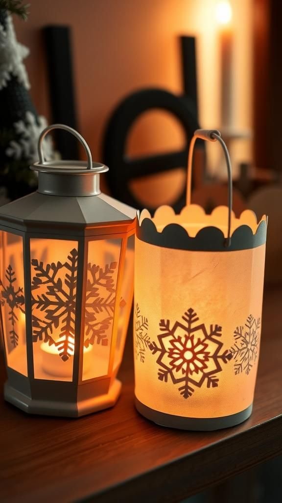 Layered vellum snowflake lanterns for gentle glow