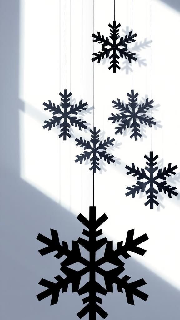 Silhouette snowflake mobiles with soft shadows