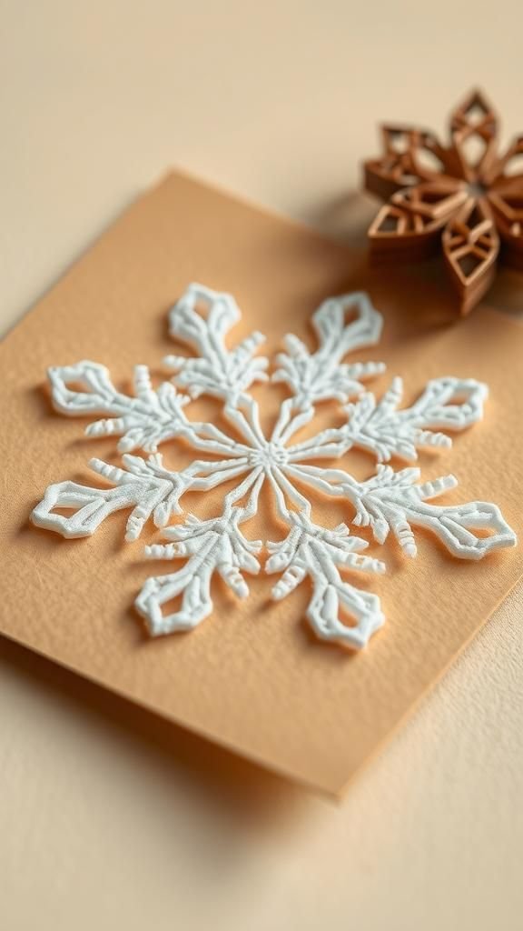 Stitched paper snowflake with tiny thread details