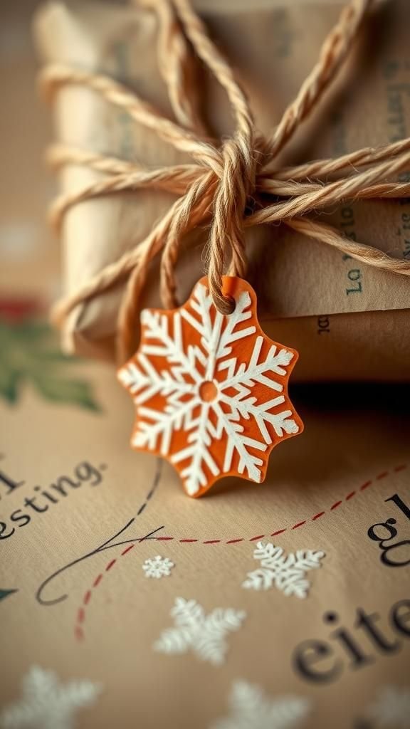 Tiny snowflake gift tags with layered textures