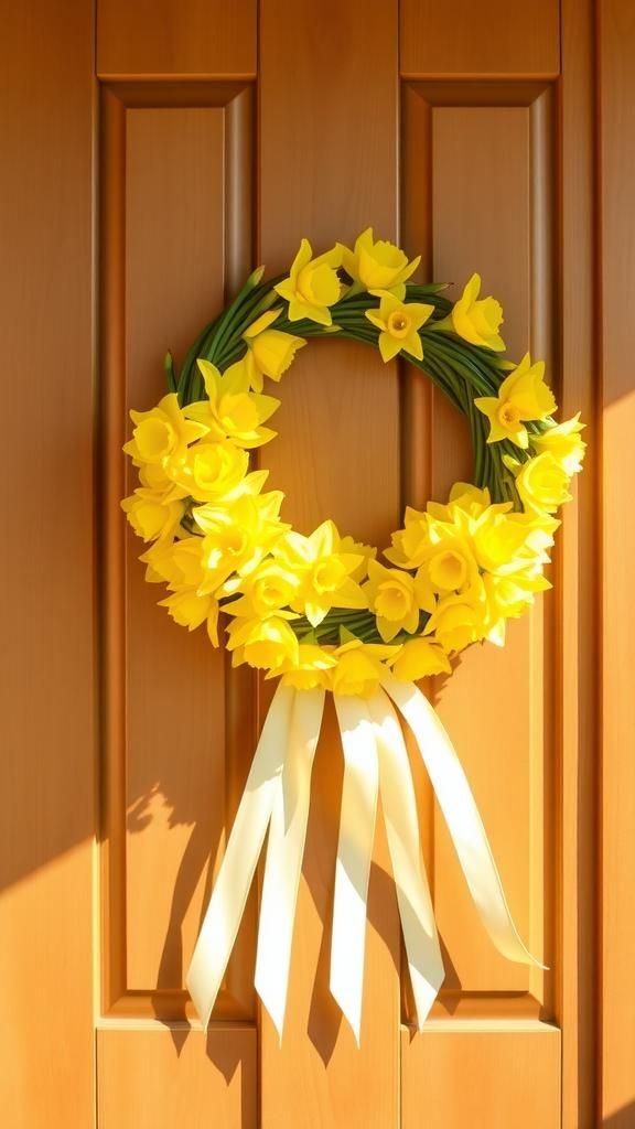 Bright daffodil cluster with ribbon tail flourish