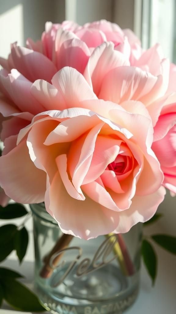 Farmers market look with oversized blooms in jars