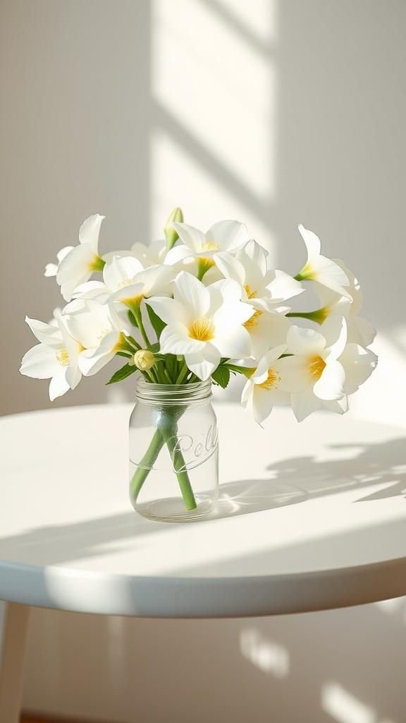 Monochrome white jars for an elegant minimalist table