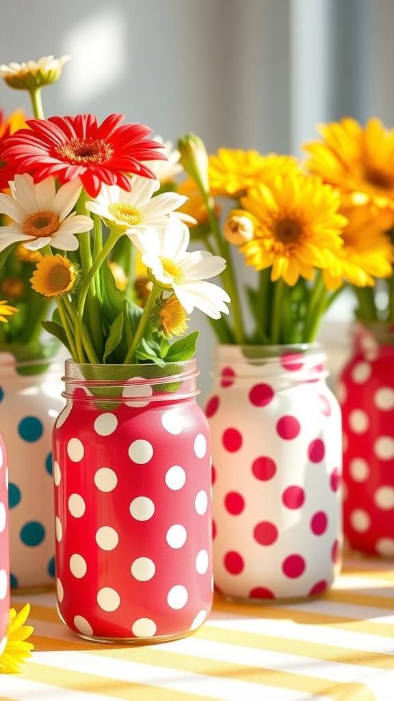 Playful polka dot jars with cheerful spring accents