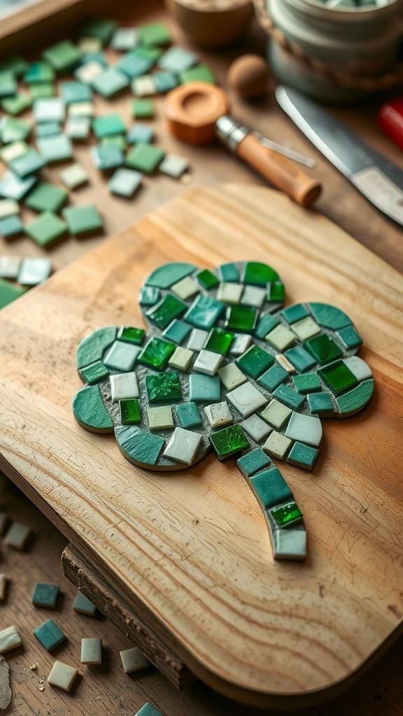 Shamrock mosaic tiles for a tabletop accent