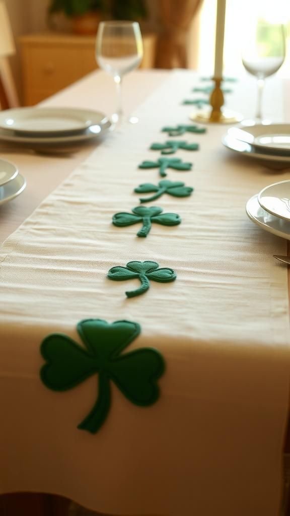 Shamrock table runner with appliqué charm