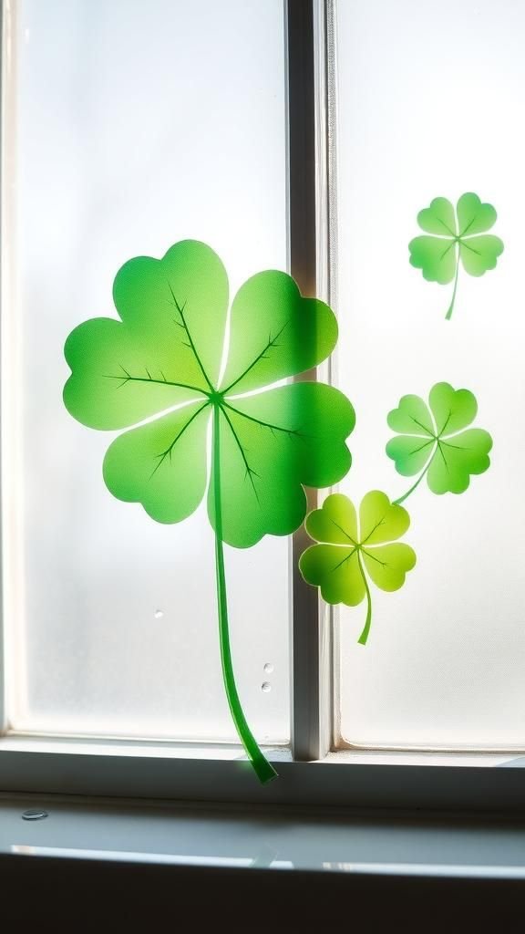 Shamrock window cling with translucent hues