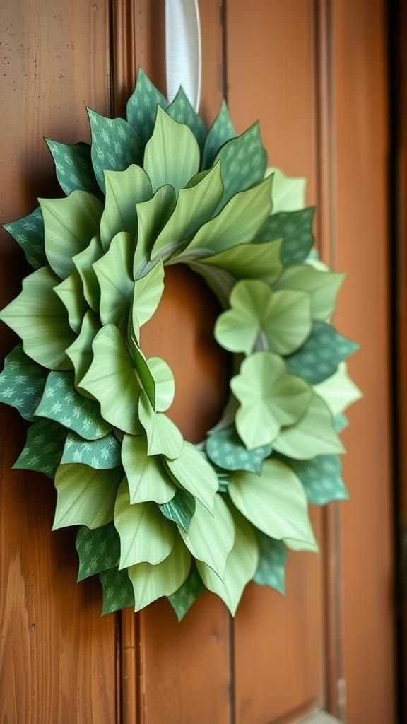 Shamrock wreath with layered paper leaves