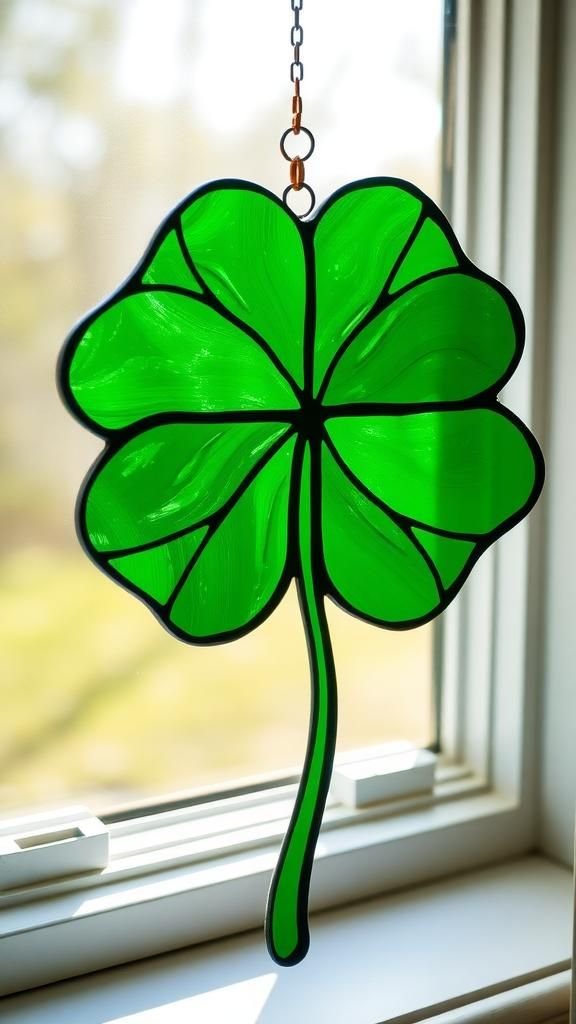 Stained glass effect shamrock suncatchers