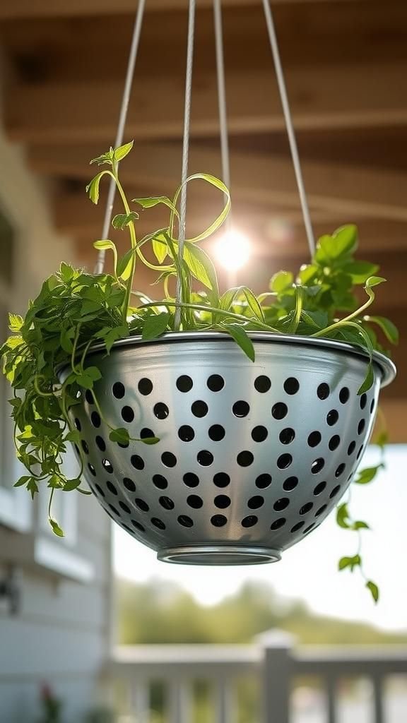 Hanging colander full of airy herbs?
