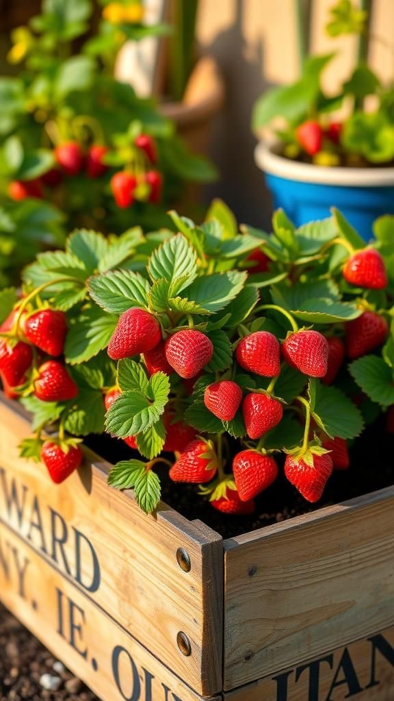 Repurposed wine crate strawberry cube with warmth