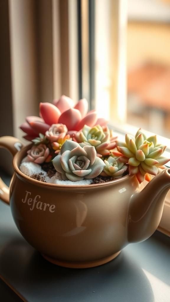Teapot cascade for sweet little succulents