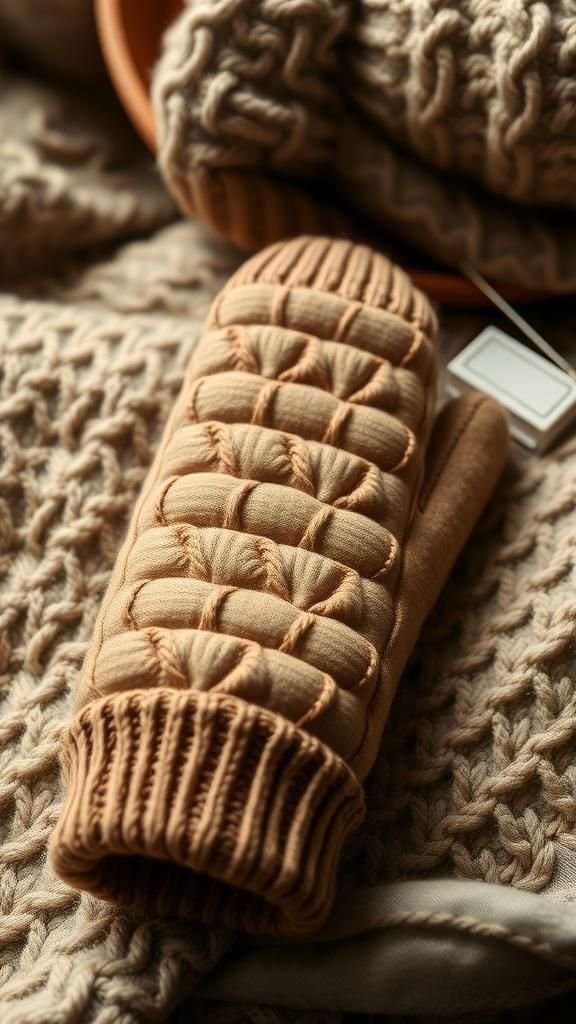 Quilted mitten with padded interior for cold days