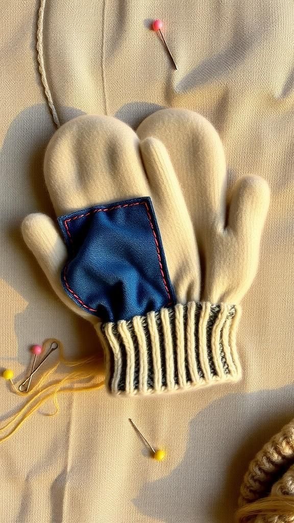 Thumb-friendly mitten with a patched palm panel