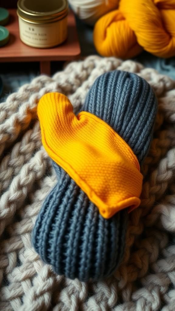 Two-tone mitten with turned cuff detail