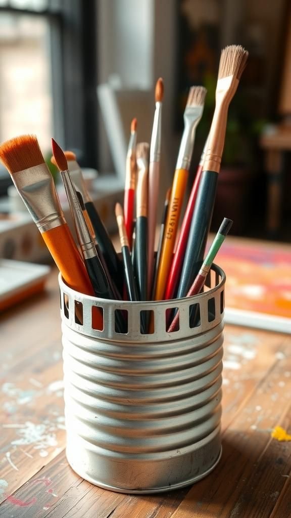 Paintbrush holder with vertical slotted dividers