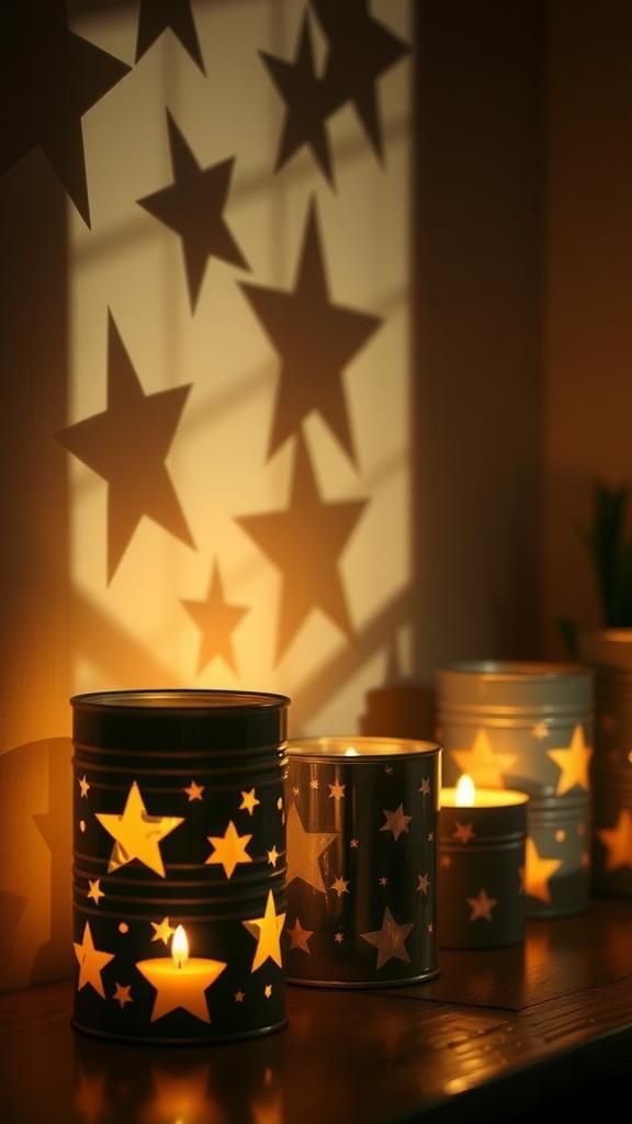 Scented candle holders with patterned cut-outs