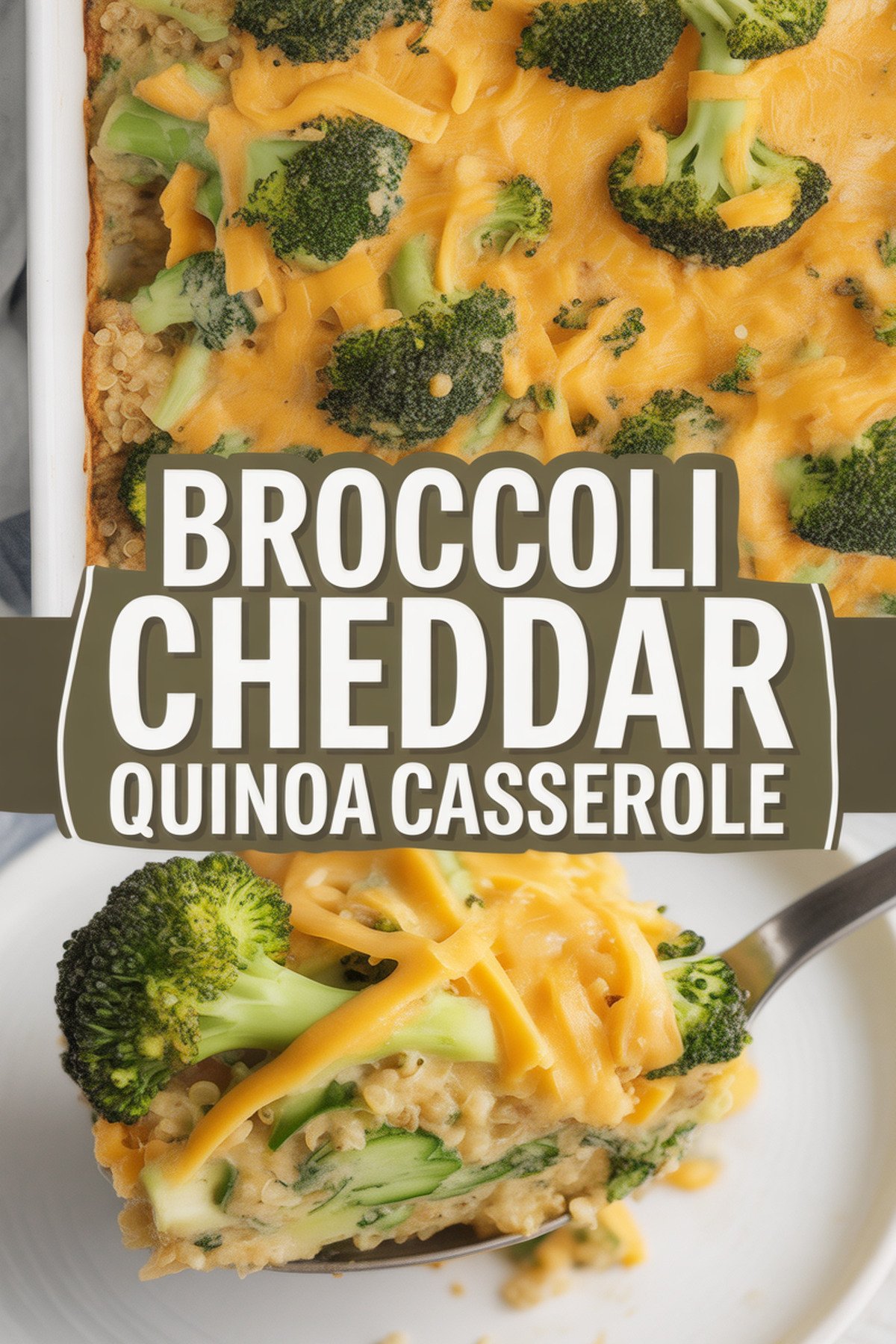 Broccoli Cheddar Quinoa Casserole recipe idea in stylish layout