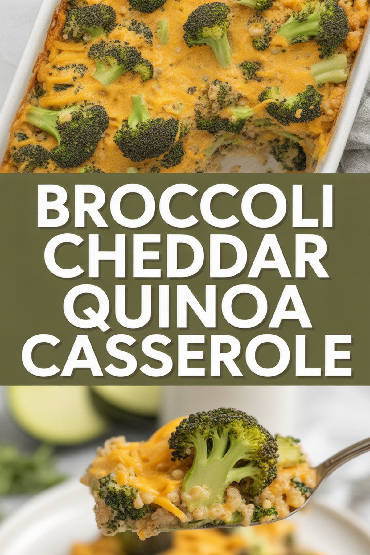 Broccoli Cheddar Quinoa Casserole recipe idea in stylish layout
